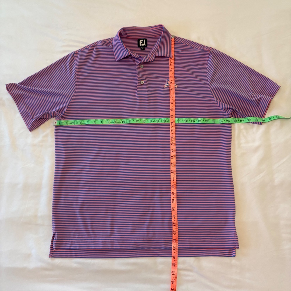 FootJoy Golf Shirt Short Sleeve Striped Blue Pink Embroidered Crest Size XL - Picture 3 of 7